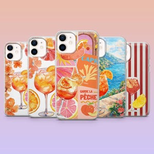 Aperol Spritz-telefoonhoesje Italiaanse zomercover voor iPhone 17Pro, 16, 15, 14, 13, 12, Samsung S26, S25, S24, S23Fe, A16, A56, Pixel 10, 9Pro