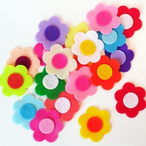 Floral applique embellishments in mixed colors, felt flower applique for scrapbooking and crafting