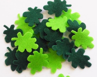 Small felt leaves, green felt shapes, die cuts for crafts, leafs confetti,