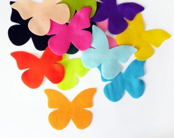 Big felt butterflies, die cuts for party table decor, mixed colors