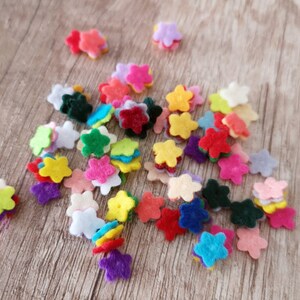 Felt flowers size 7mm, set 75 mini flowers in mixed colors, small floral decorations image 3