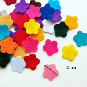 Felt flowers in small size, die cuts for scrapbooking, multicolor shapes, felt supplies for crafts, image 3