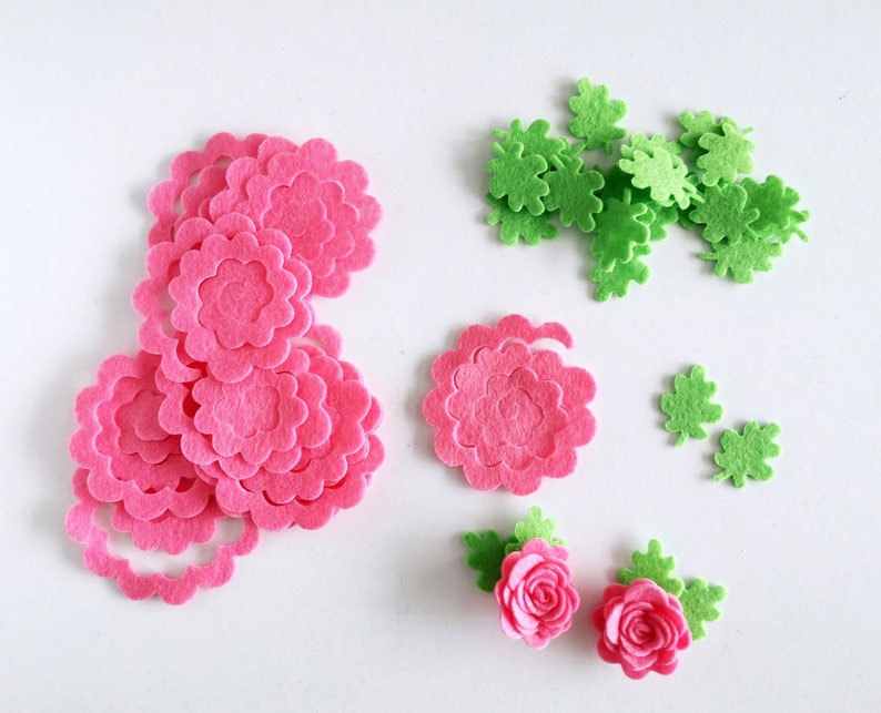 Felt Flowers and Leaves Create Your Flowers Rolled Flowers Etsy