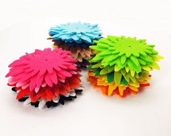 Felt flowers for crafts embellishments, floral ornaments for appliques, felt die cuts, flower table decor