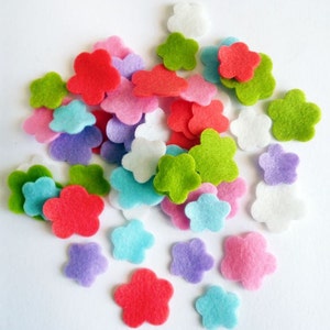 Flores de feltro para artesanato, recortes para scrapbooking, formas de feltro em cores pastel, flores em dois tamanhos