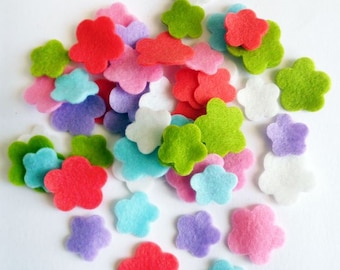 Felt flowers for crafts, die cuts for scrapbooking, felt shapes in pastel colors, flowers in two sizes