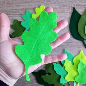 Big felt leaves, green foliage, pre cut felt shapes, large felt leaves, die cut embellishment image 4