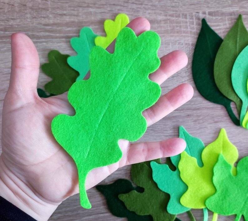 Big felt leaves, green foliage, pre cut felt shapes, large felt leaves, die cut embellishment image 4