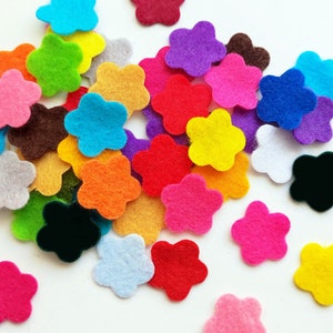 Felt flowers in small size, die cuts for scrapbooking, multicolor shapes, felt supplies for crafts, image 4