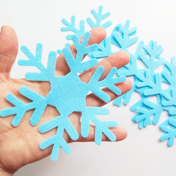 Fiocco di neve in feltro azzurro, ornamenti natalizi in feltro