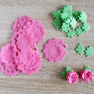Felt flowers and leaves, create your flowers, rolled flowers for crafts embellishments, felt flower making