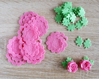 Felt flowers and leaves, create your flowers, rolled flowers for crafts embellishments, felt flower making