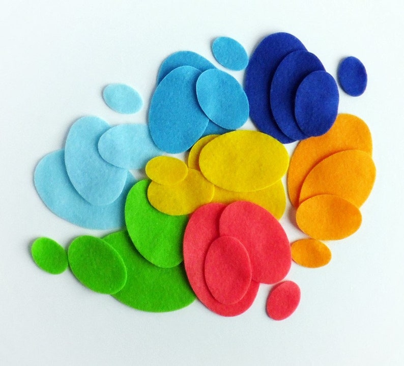 Geometric shapes, felt ovals, felt eggs for crafts, felt shapes for sewing image 4