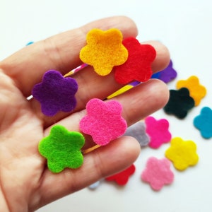 Felt flowers in small size, die cuts for scrapbooking, multicolor shapes, felt supplies for crafts, image 2