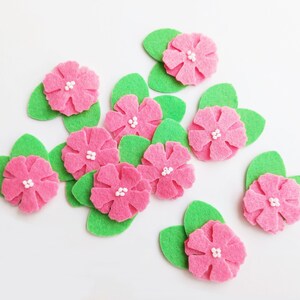 Felt flower applique, floral embellishment for crafts, felt bow supplies, hair clips decoration image 7