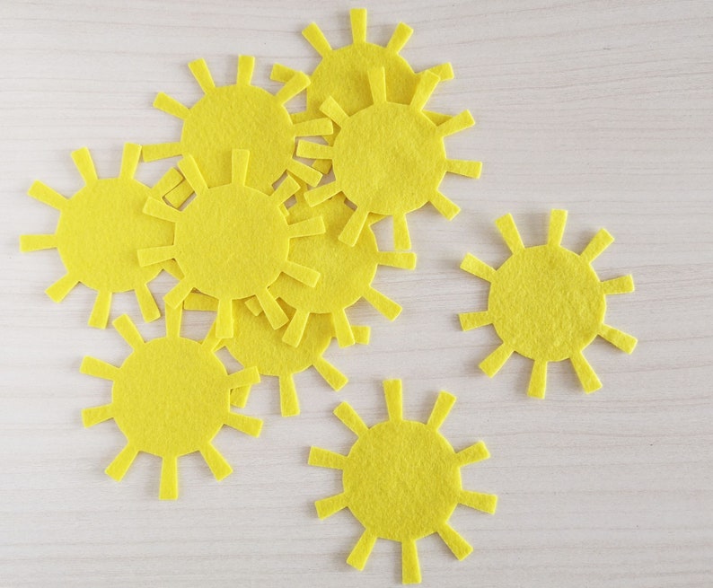 Felt sun, shapes for craft projects, scrapbooking decorations image 3