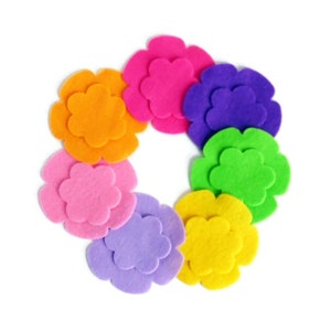 Felt flowers for crafts, hair clips supply, floqers in vibrant colors, floral ornaments
