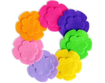 Felt flowers for crafts, hair clips supply, floqers in vibrant colors, floral ornaments