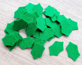 Felt holly leaves, Christmas green leaf shapes