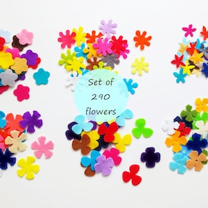 Mixed felt flowers, 290 multicolors flowers, die cuts for scrapbooking, felt supplies, floral craft embellishments image 1