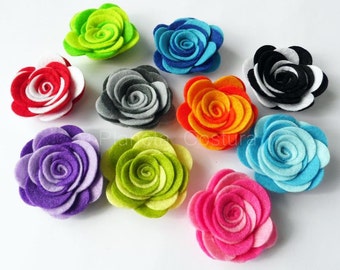 Felt roses in two colors, felt flowers for crafts, double flowers embellishments