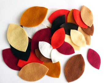 Felt Leaves in brown colors, Felt supplies for crafts