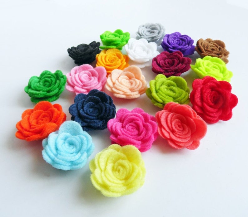 Small flowers, felt roses for crafts, felt embellishments, pick your colors image 4