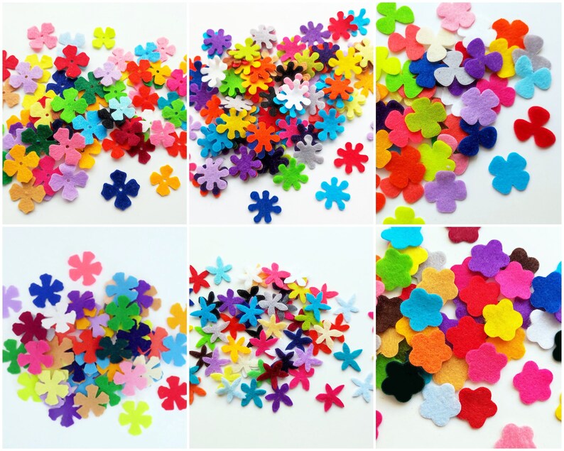 Mixed felt flowers, 290 multicolors flowers, die cuts for scrapbooking, felt supplies, floral craft embellishments image 4