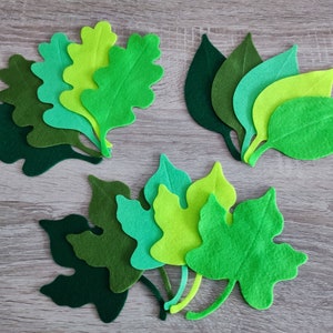 Big felt leaves, green foliage, pre cut felt shapes, large felt leaves, die cut embellishment image 1