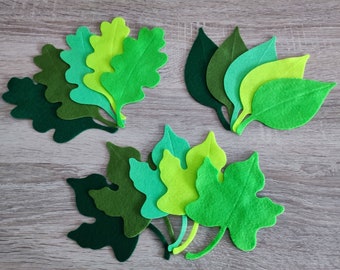 Big felt leaves, green foliage, pre cut felt shapes, large felt leaves, die cut embellishment