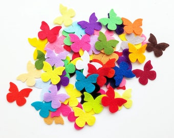Small felt butterflies, die cuts for crafts, felt embellishments, mixed colour butterfly