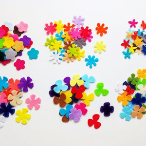 Mixed felt flowers, 290 multicolors flowers, die cuts for scrapbooking, felt supplies, floral craft embellishments image 3