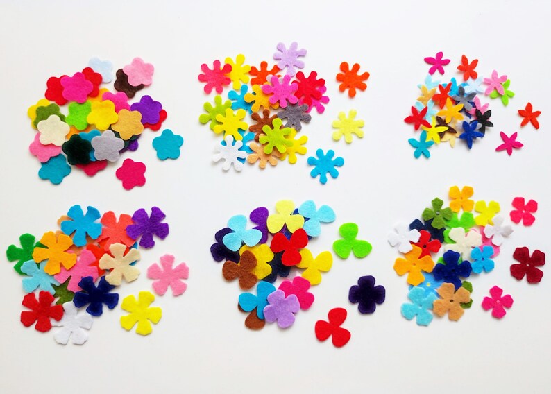 Mixed felt flowers, 290 multicolors flowers, die cuts for scrapbooking, felt supplies, floral craft embellishments image 3