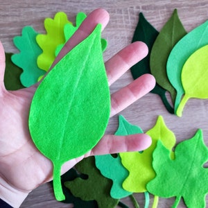 Big felt leaves, green foliage, pre cut felt shapes, large felt leaves, die cut embellishment image 3