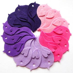 Uccellino in feltro rosa e viola, animali in feltro per lavoretti, ornamenti in feltro, feltro pretagliato, abbellimenti con fustelle