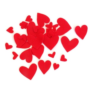 Coeurs en feutre, coeur rouge de différentes tailles, confettis de la Saint-Valentin, décoration de table de mariage, découpes à coudre