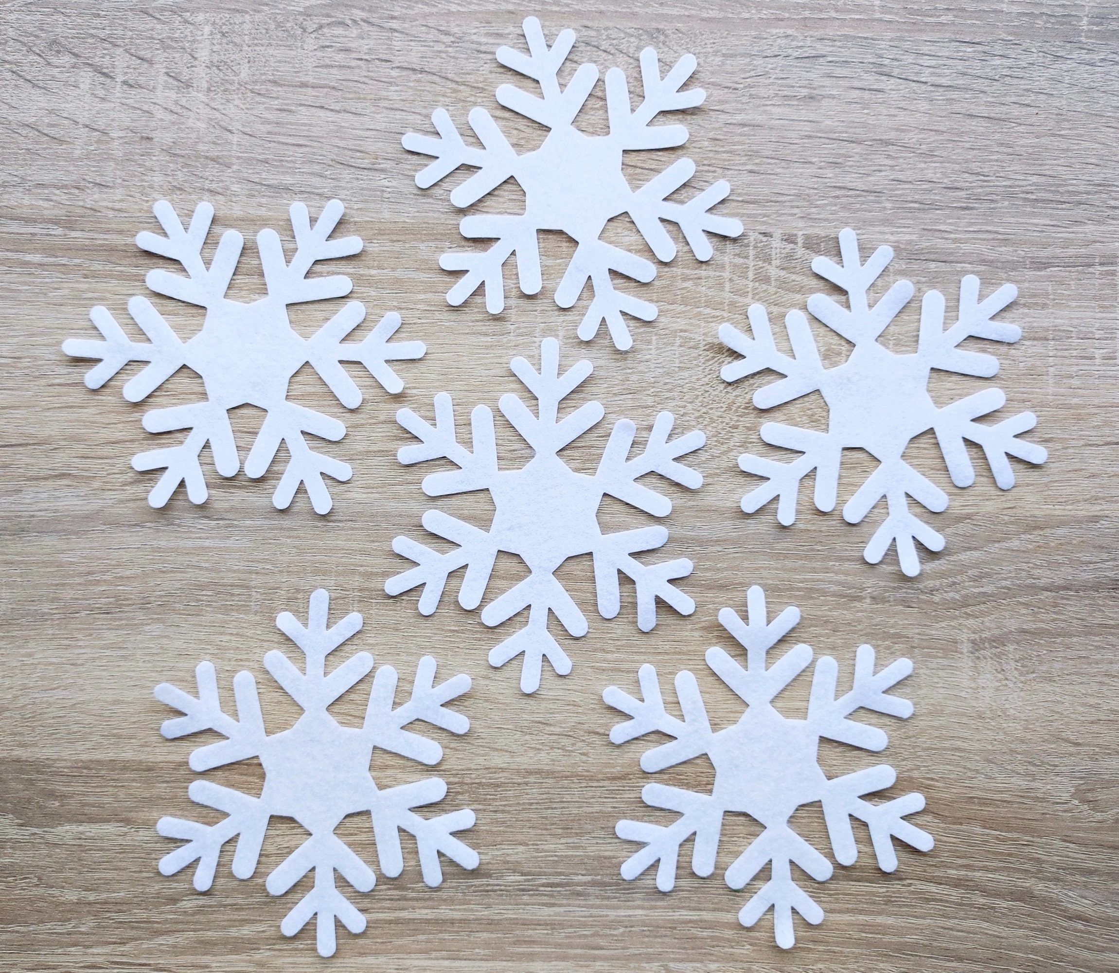 White Felt Snowflakes, Felt Supplies for Crafts, Die Cut for Christmas  Ornament 