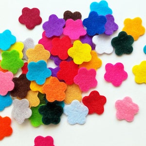 Felt flowers in small size, die cuts for scrapbooking, multicolor shapes, felt supplies for crafts, image 7