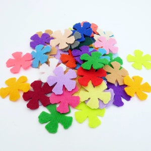 Small felt flowers in mixed colors, die cut craft embellishments, felt supplies, flower table decor, floral craft