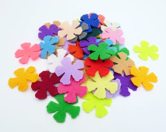 Small felt flowers in mixed colors, die cut craft embellishments, felt supplies, flower table decor, floral craft