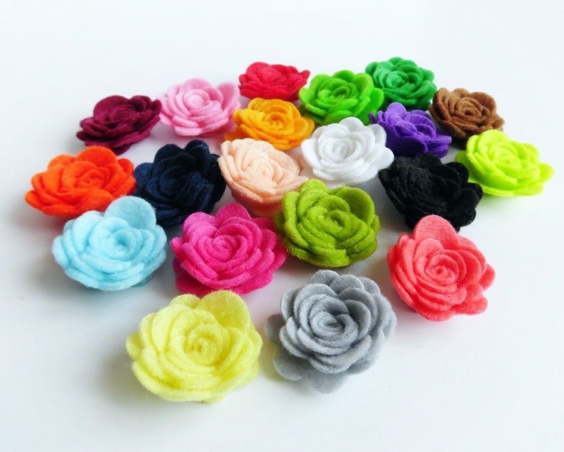 Small flowers, felt roses for crafts, felt embellishments, pick your colors image 5