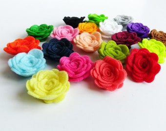 Small flowers, felt roses for crafts, felt embellishments, pick your colors