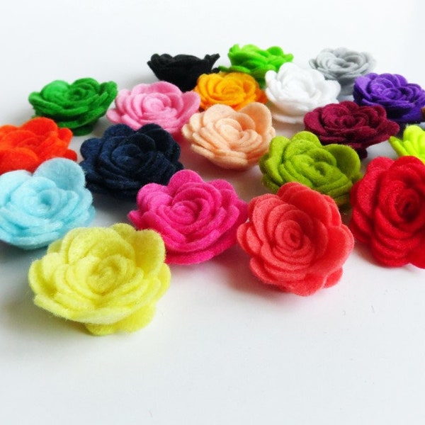 Small flowers, felt roses for crafts, felt embellishments, pick your colors