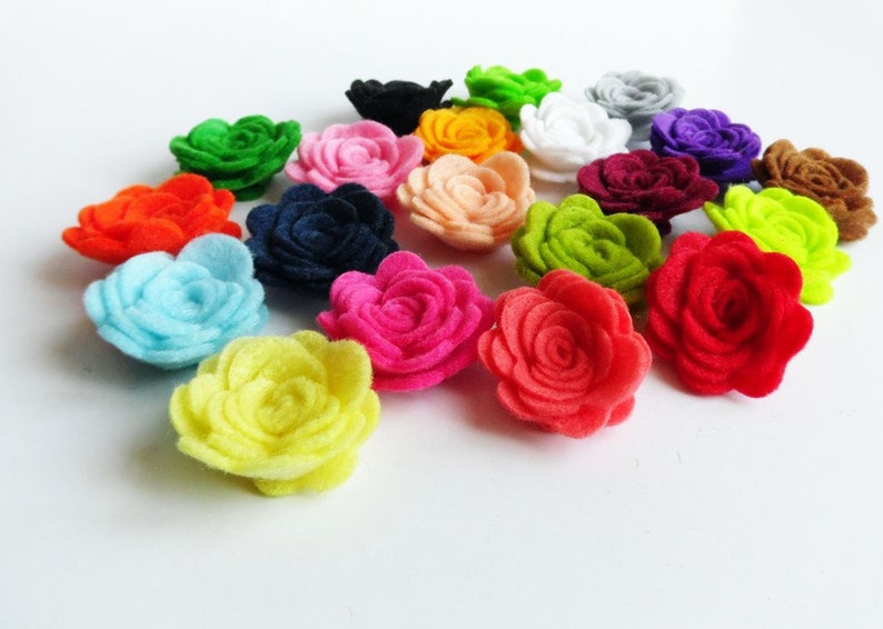 Small flowers, felt roses for crafts, felt embellishments, pick your colors image 1