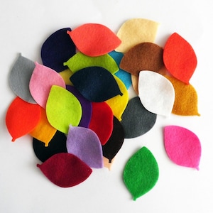 Felt leaves in mixed colors, die cuts  for table decor, felt shapes for crafts, felt embellishments