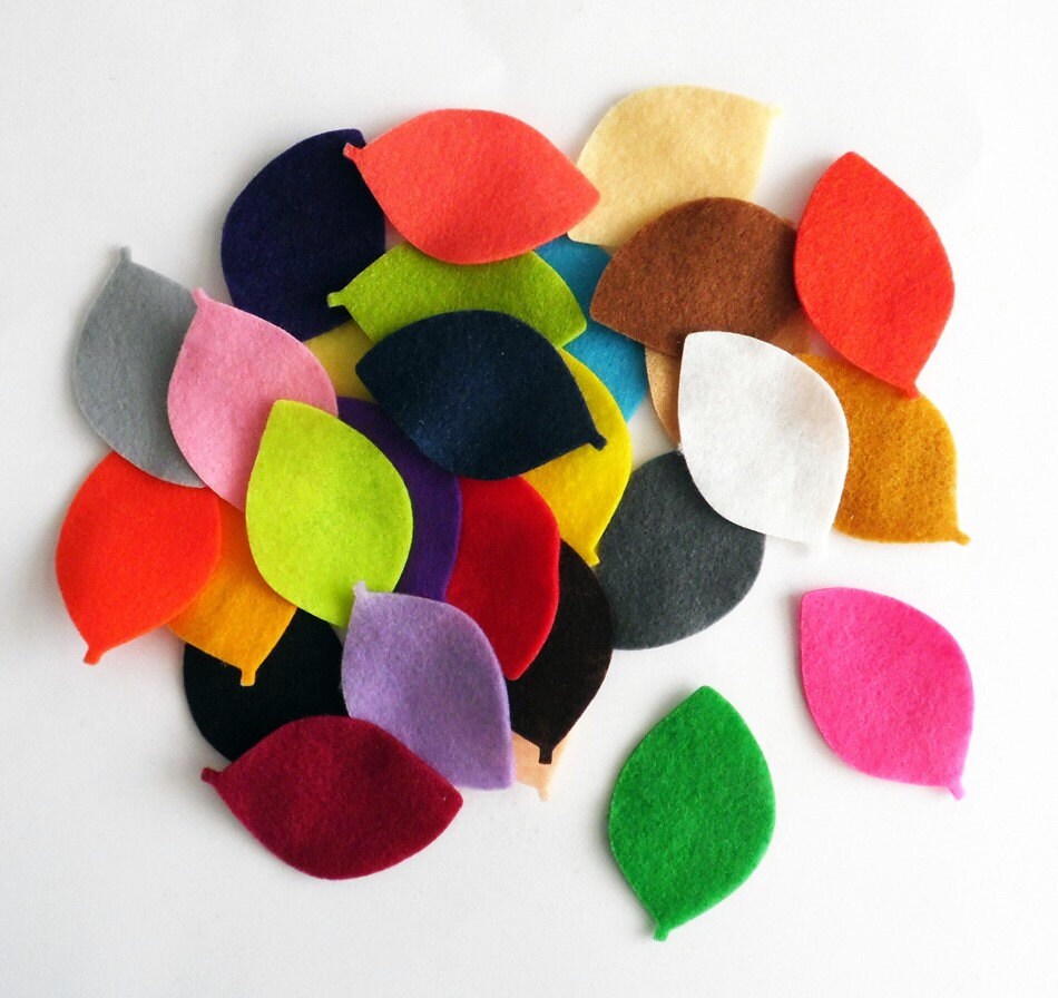 Felt Leaves 28 pieces Die Cut Shapes felt shapes Party Etsy