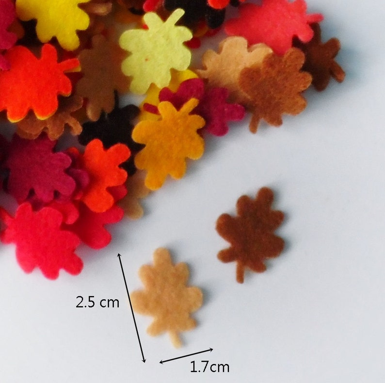 Felt leaves in fall colors, small leafs for table decor image 3
