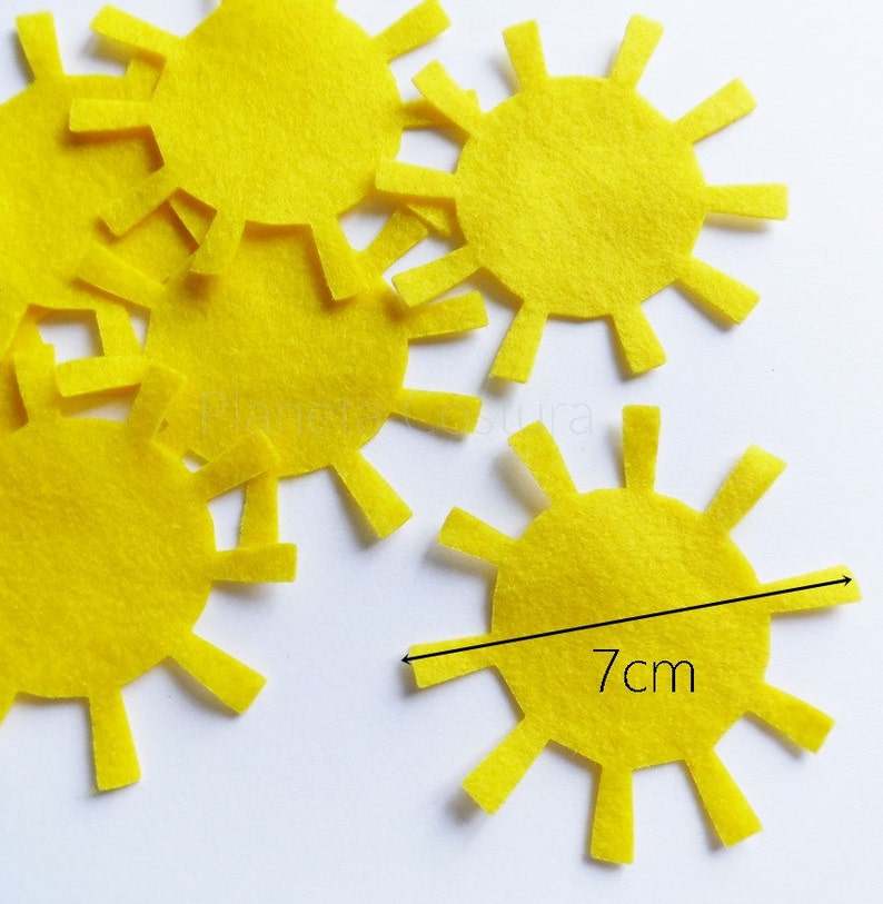 Felt sun, shapes for craft projects, scrapbooking decorations image 4