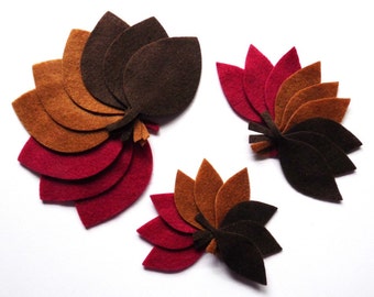 Brown felt leaves, felt shapes, fall colors leaf, table decorations,  felt embellishment for crafts,  brown foliage