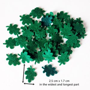 Small felt leaves in dark green, set of 50 tiny felt shapes, green foliage for floral craft, felt embellishment image 4